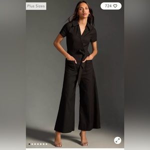 Maeve by Anthropologie Faux Wrap Culotte Jumpsuit